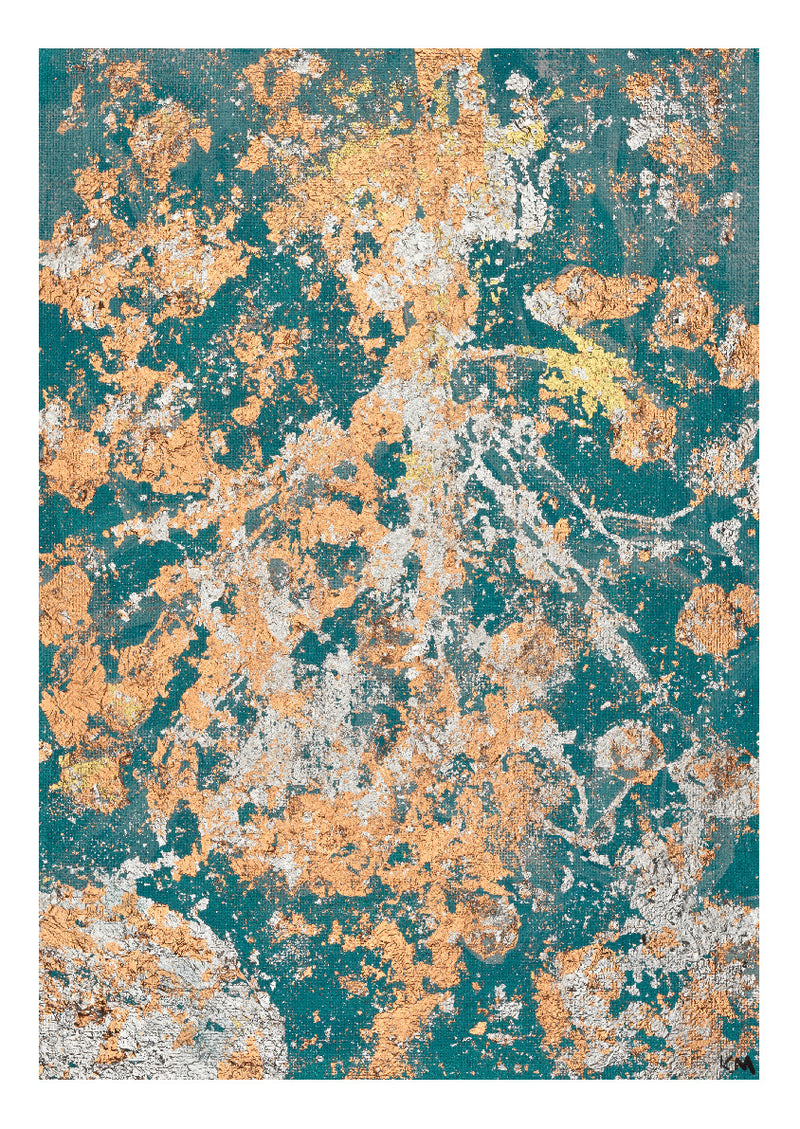 Abstact Metallic with Blue Print